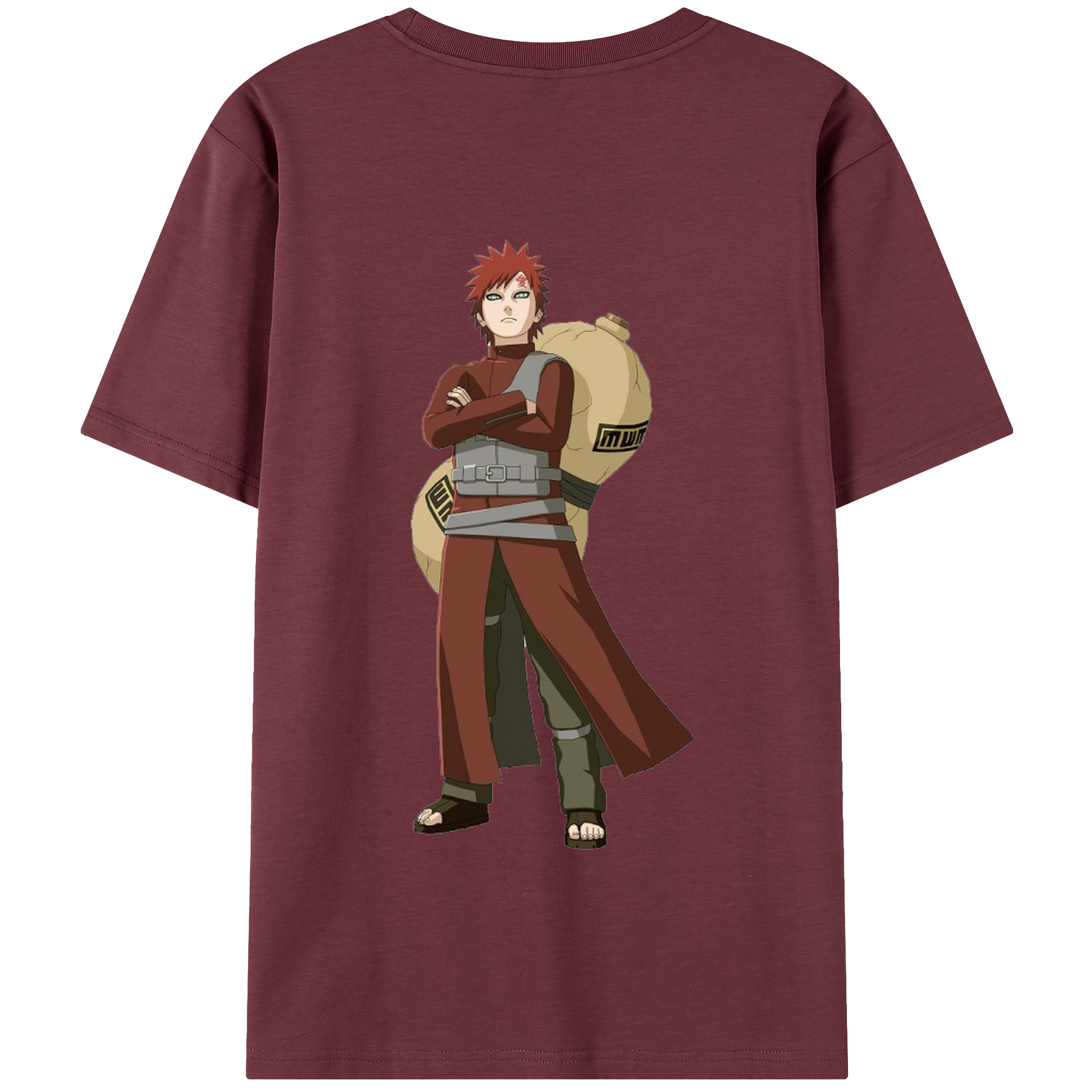 （画像用） NARUTO -ナルト- ガアラ Gaara 綿100％半袖Tシャツ（背面プリント）